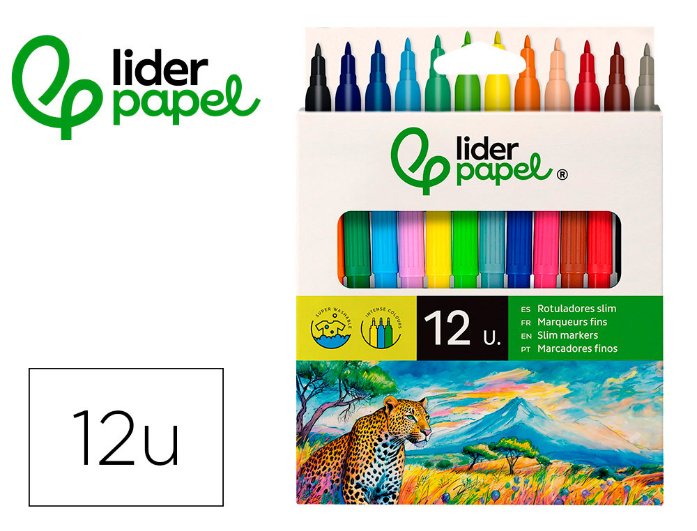 ROTULADOR LIDERPAPEL SLIM CAJA DE 12 UNIDADES COLORES SURTIDOS